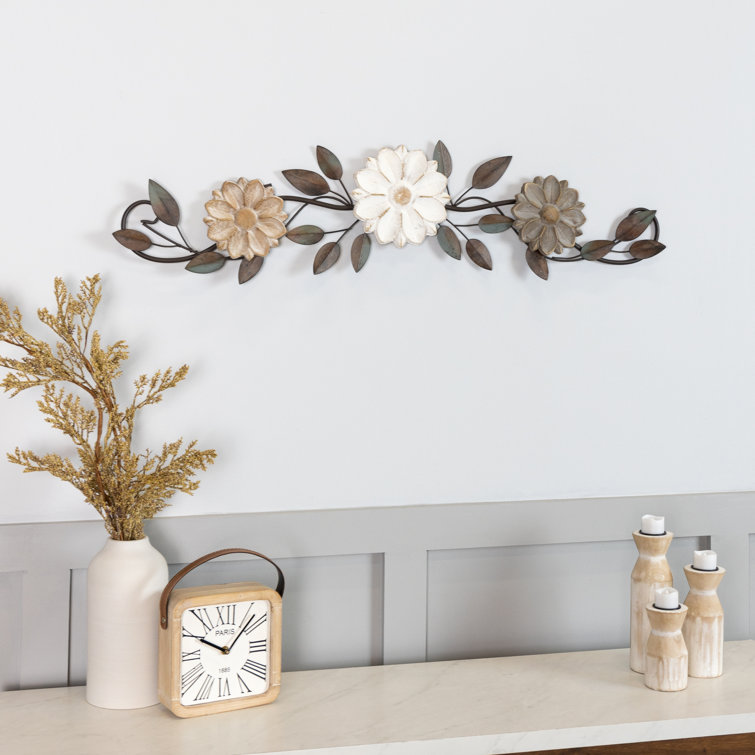 Gracie Oaks Wood and Metal Floral over the Door Wall Décor & Reviews